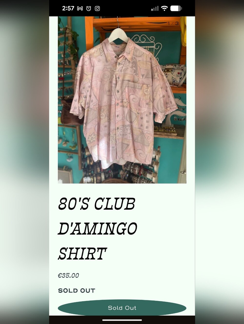 80s/90s - "Club D'Amingo" Abstract Print Short Sleeve Button-Up Shirt - Picture 11 of 12
